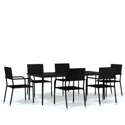 vidaXL Juego de comedor para jardín 7 piezas negro