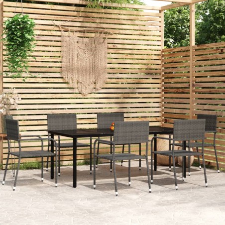 vidaXL Juego de comedor para jardín 7 piezas gris
