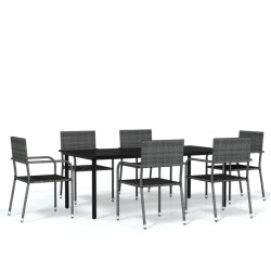 vidaXL Juego de comedor para jardín 7 piezas gris