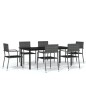 vidaXL Juego de comedor para jardín 7 piezas gris vidaXL Juego de comedor para jardín 7 piezas gris