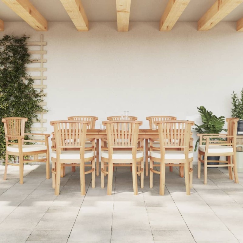 vidaXL Juego de comedor para jardín 9 piezas madera maciza de teca vidaXL Juego de comedor para jardín 9 piezas madera maciza de teca