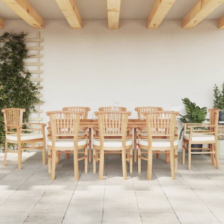 vidaXL Juego de comedor para jardín 9 piezas madera maciza de teca