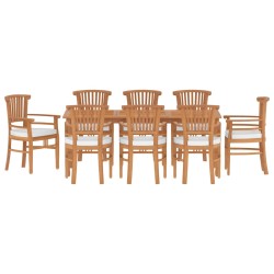 vidaXL Juego de comedor para jardín 9 piezas madera maciza de teca