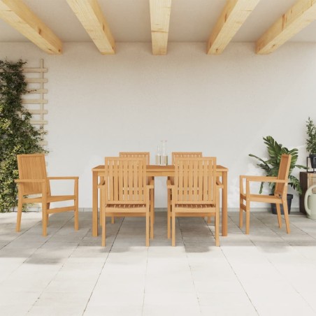 vidaXL Juego de comedor de jardín 7 piezas madera maciza de teca