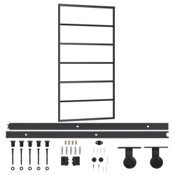 vidaXL Puerta corredera con herrajes ESG vidrio y aluminio 102x205 cm