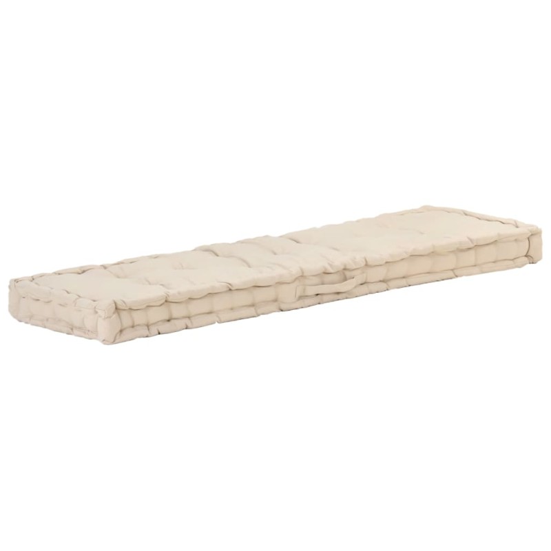 vidaXL Cojín para palés algodón beige 120x40x7 cm vidaXL Cojín para palés algodón beige 120x40x7 cm