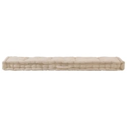 vidaXL Cojín para palés algodón beige 120x40x7 cm 
