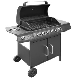 vidaXL Barbacoa grill de gas 6+1 quemadores negra