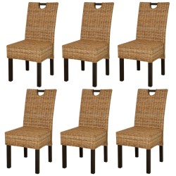vidaXL Sillas de comedor 6 unidades ratán kubu madera de mango