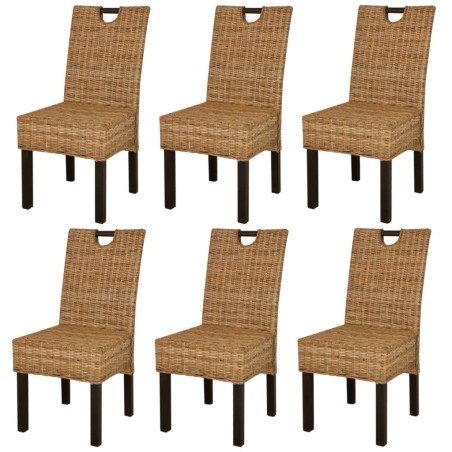 vidaXL Sillas de comedor 6 unidades ratán kubu madera de mango