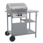 vidaXL Barbacoa portátil de gas con mesita de 3 estantes plateado vidaXL Barbacoa portátil de gas con mesita de 3 estantes plateado