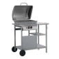 vidaXL Barbacoa portátil de gas con mesita de 3 estantes plateado vidaXL Barbacoa portátil de gas con mesita de 3 estantes plateado