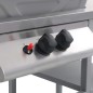 vidaXL Barbacoa portátil de gas con mesita de 3 estantes plateado vidaXL Barbacoa portátil de gas con mesita de 3 estantes plateado