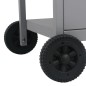 vidaXL Barbacoa portátil de gas con mesita de 3 estantes plateado vidaXL Barbacoa portátil de gas con mesita de 3 estantes plateado