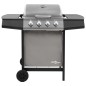 vidaXL Barbacoa de gas con 4 fogones negro y plateado vidaXL Barbacoa de gas con 4 fogones negro y plateado