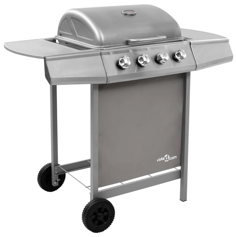 vidaXL Barbacoa de gas con 4 fogones plateado