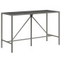 vidaXL Mesa alta bar con superficie vidrio ratán PE gris 180x70x110 cm vidaXL Mesa alta bar con superficie vidrio ratán PE gris 180x70x110 cm