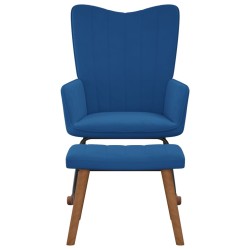 vidaXL Silla mecedora con reposapiés terciopelo azul