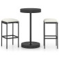 vidaXL Set muebles bar jardín 3 piezas y cojines ratán sintético negro vidaXL Set muebles bar jardín 3 piezas y cojines ratán sintético negro