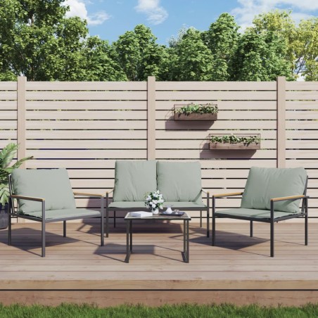 vidaXL Juego muebles de jardín 3 pzas y cojines acero gris antracita
