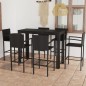 vidaXL Muebles de bar jardín 7 pzas ratán sintético reposabrazos negro