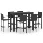 vidaXL Muebles de bar jardín 7 pzas ratán sintético reposabrazos negro