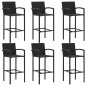 vidaXL Muebles de bar jardín 7 pzas ratán sintético reposabrazos negro