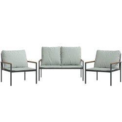 vidaXL Juego muebles de jardín 3 pzas y cojines acero gris antracita