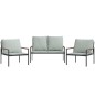 vidaXL Juego muebles de jardín 3 pzas y cojines acero gris antracita