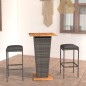vidaXL Set de muebles de bar de jardín 3 pzas y cojines ratán PE gris vidaXL Set de muebles de bar de jardín 3 pzas y cojines ratán PE gris