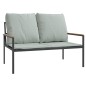 vidaXL Juego muebles de jardín 3 pzas y cojines acero gris antracita