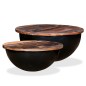 vidaXL Set de 2 mesas de centro madera reciclada negra forma de bol vidaXL Set de 2 mesas de centro madera reciclada negra forma de bol