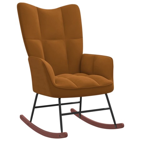 vidaXL Silla mecedora de terciopelo marrón