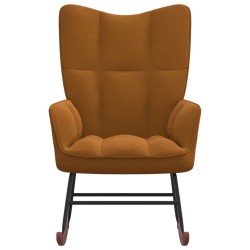 vidaXL Silla mecedora de terciopelo marrón