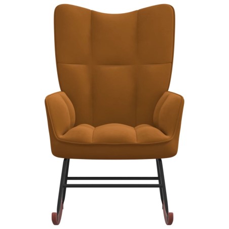 vidaXL Silla mecedora de terciopelo marrón