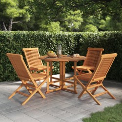 vidaXL Set de comedor de jardín plegable 5 pzas madera maciza de teca