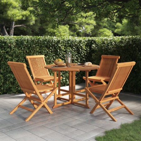 vidaXL Set de comedor de jardín plegable 5 pzas madera maciza de teca
