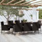 vidaXL Juego de comedor de jardín 9 piezas negro vidaXL Juego de comedor de jardín 9 piezas negro