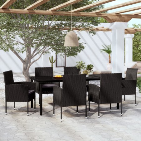 vidaXL Juego de comedor para jardín 7 piezas negro