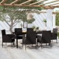 vidaXL Juego de comedor para jardín 7 piezas negro