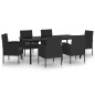 vidaXL Juego de comedor para jardín 7 piezas negro