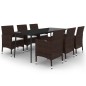 vidaXL Set comedor de jardín 7 pzas y cojines ratán sintético y vidrio vidaXL Set comedor de jardín 7 pzas y cojines ratán sintético y vidrio