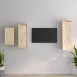 vidaXL Muebles para TV 3 piezas madera maciza de pino