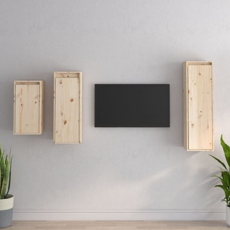 vidaXL Muebles para TV 3 piezas madera maciza de pino