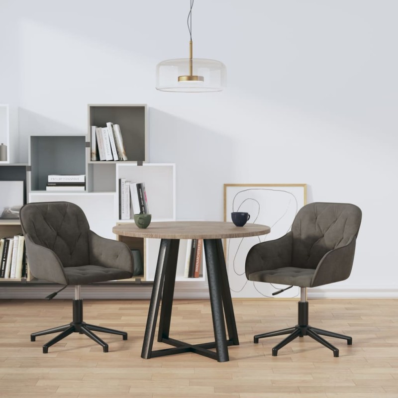 vidaXL Sillas de comedor giratorias 2 unidades terciopelo gris oscuro vidaXL Sillas de comedor giratorias 2 unidades terciopelo gris oscuro
