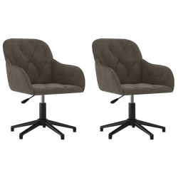 vidaXL Sillas de comedor giratorias 2 unidades terciopelo gris oscuro