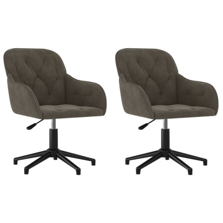 vidaXL Sillas de comedor giratorias 2 unidades terciopelo gris oscuro