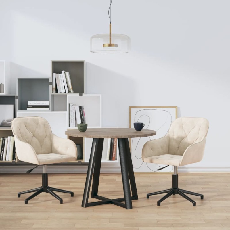 vidaXL Sillas de comedor giratorias 2 uds terciopelo crema