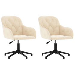 vidaXL Sillas de comedor giratorias 2 uds terciopelo crema