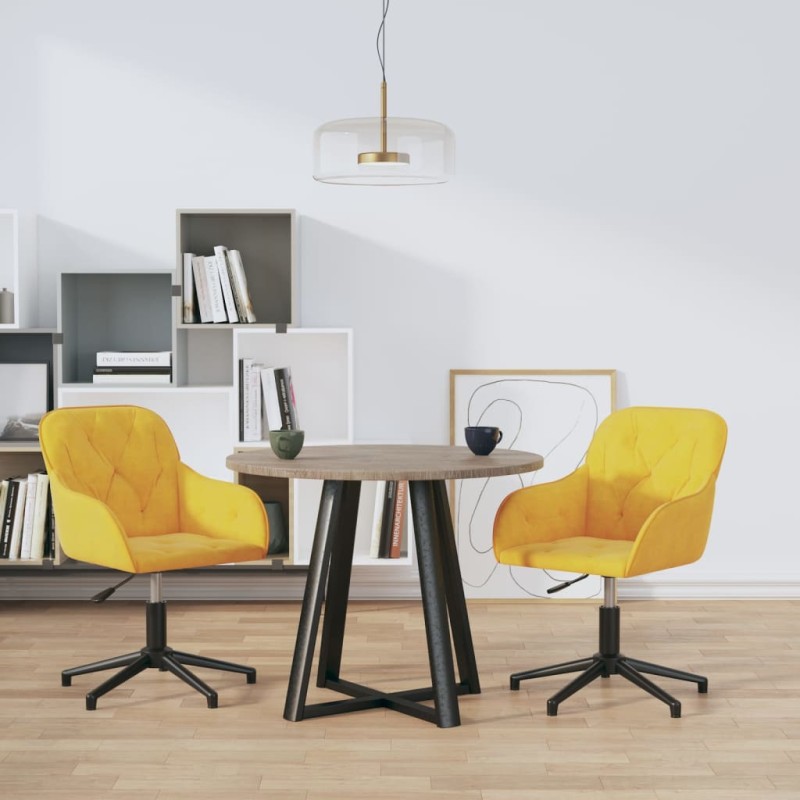 vidaXL Sillas de comedor giratorias 2 uds terciopelo amarillo vidaXL Sillas de comedor giratorias 2 uds terciopelo amarillo